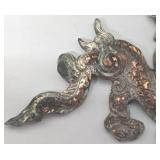 Dragon Pendant Set - 1.5 in Silver/Copper Dragon Pendant & Gold-Toned Brooch