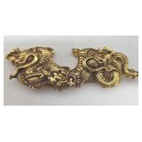 Dragon Pendant Set - 1.5 in Silver/Copper Dragon Pendant & Gold-Toned Brooch