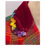 Vintage Moschino Cheap & Chic Plaid Wool Jacket - Velvet Collar & Heart Buttons - Size 8 - 1990s