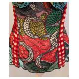 Vintage Jean Paul Gaultier - Black & Multi Print Open Back Semi Sheer Top