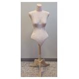 Dress Form Torso on Wooden Stand - 52 in Tall, 18 in Base Width