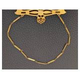 Antique Beaded Mesh Purse Gold-Tone Frame & Chain