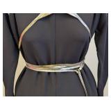 Geoffrey Beene Vintage Navy Dress - Size 8 with Metallic Cross-Front Panels