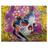 Vintage Ed Hardy True Love Large Travel Bag - Vintage Ed Hardy True Love Skull Design, Yellow & Purple Handles