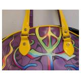 Vintage Ed Hardy True Love Large Travel Bag - Vintage Ed Hardy True Love Skull Design, Yellow & Purple Handles