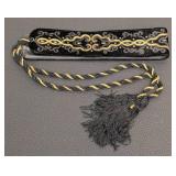 Vintage Yves Saint Laurent Velvet Black with Gold Embroidery & TasselsBelt