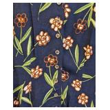 Oilily Floral Blouse - Navy with Pink/Brown Flowers - 36/Medium - 100% Viscose - Made in Portugal