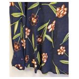 Oilily Floral Blouse - Navy with Pink/Brown Flowers - 36/Medium - 100% Viscose - Made in Portugal