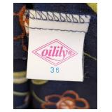 Oilily Floral Blouse - Navy with Pink/Brown Flowers - 36/Medium - 100% Viscose - Made in Portugal