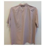 Bugatchi Uomo Short Sleeve Shirt - Size L - Lavender Micro-Check