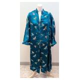 Vintage Silk Robe - Butterfly Embroidery, Hong Kong Made, Size M