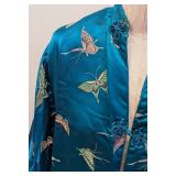 Vintage Silk Robe - Butterfly Embroidery, Hong Kong Made, Size M