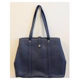 Citi Collection Blue Pebbled Vegan Leather Tote