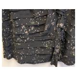 Tory Burch Silk Sleeveless Top - Navy Layered Ruffle Print - Size 4