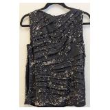 Tory Burch Silk Sleeveless Top - Navy Layered Ruffle Print - Size 4