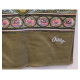 Oilily Green Scarf - 11 In X 52 In - Paisley Motif
