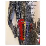 Simply Couture Long Sleeve Top - Size Large - Cityscape Red Telephone Booth Print