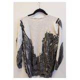 Simply Couture Long Sleeve Top - Size Large - Cityscape Red Telephone Booth Print