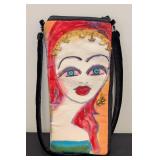 Lalo Morales Velvet Painted Purse - Hand-Painted Portrait