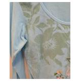 Oilily Floral-Embroidered Light Blue Long-Sleeve Shirt - Size Small