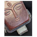 Handcrafted Leather Crossbody Wallet - Embossed Face Panel - No Maker Mark