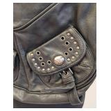 Marc Jacobs Black Leather Shoulder Bag, Studded Front Pockets