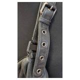 Marc Jacobs Black Leather Shoulder Bag, Studded Front Pockets