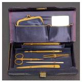 Barbara Bates CRYSTEL Triple Cut Manicure Set in Blue Velvet Case