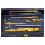 Barbara Bates CRYSTEL Triple Cut Manicure Set in Blue Velvet Case