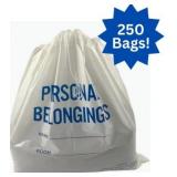 1 Case (250 each) NEW MediChoice PC7201 20" x 20" Latex-Free Patient Belongings Bags with Drawstrings - Clear