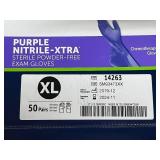 MSRP $100 = 1 Box (50 pairs gloves) HALYARD Purple Nitrile-xtra Biotechnology Gloves XL, Thick 9.5 Mil Textured Fingertips, Tested against 57 chemicals, fentanyl & chemotherapy drugs, Very High Le