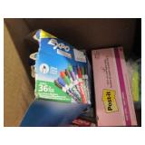 Markers, Post it notes, Kleenex pen...