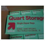 12 20 count quart zipper bags...