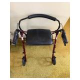 Rollator Walker - 4-Wheel with Seat & Backrest, Burgundy Frame