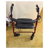 Rollator Walker - 4-Wheel with Seat & Backrest, Burgundy Frame