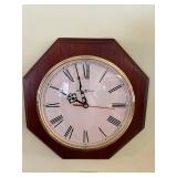 Howard Miller Octagonal Wall Clock - White Dial, Roman Numerals, Dark Wood Case