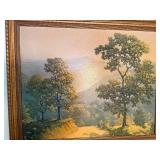 Byrum Landscape Oil Painting - Hillside with Trees in Ornate Gold Frame