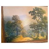 Byrum Landscape Oil Painting - Hillside with Trees in Ornate Gold Frame