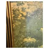 Byrum Landscape Oil Painting - Hillside with Trees in Ornate Gold Frame