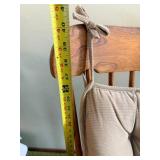 Wooden Rocking Chair - Cushions and Colorful Parrot Throw Pillow