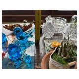 Crystal Glass Bird Figurines - 4 Pcs On Mosaic Tiles