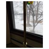 Brass Floor Lamp with 4-Arm Candelabra & Pleated Beige Shade