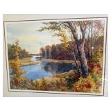 Russell Norberg Landscape Painting - Autumn River Scene - Framed Art