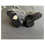 Crystal Glass Animal Figurines Collection with Black Dog, Blue Candle & Brass Candlesticks