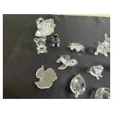 Crystal Glass Animal Figurines Collection with Black Dog, Blue Candle & Brass Candlesticks