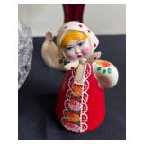 F. Carpenter 1973 Wooden Duck Decoy; Russian Nesting Dolls; Crystal Candy Jar; Vintage Glassware