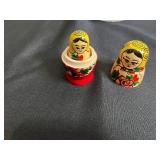 F. Carpenter 1973 Wooden Duck Decoy; Russian Nesting Dolls; Crystal Candy Jar; Vintage Glassware