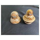 F. Carpenter 1973 Wooden Duck Decoy; Russian Nesting Dolls; Crystal Candy Jar; Vintage Glassware