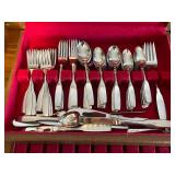 Continental Stainless Flatware Set in Wooden Box with Red Velvet Liner