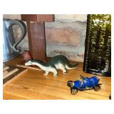 Vintage Decor & Toys - Candles, Cross, Bottles, Cars, Turtle & Dino Figures
